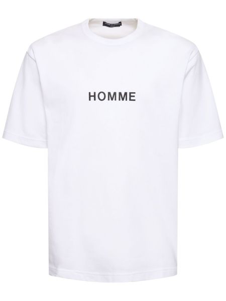 Bombažna majica s potiskom Comme Des Garcons Homme bela