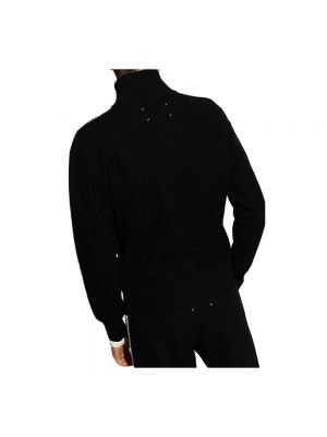 Jersey cuello alto de lana con cuello alto de tela jersey Maison Margiela negro