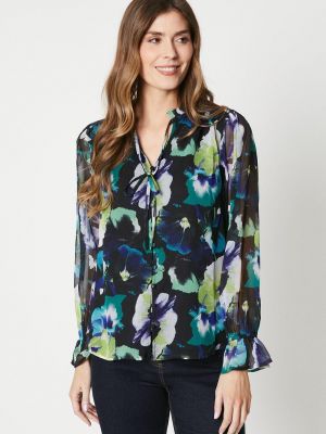 Шифоновая блузка в цветочек с принтом Wallis черная