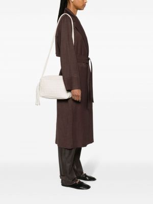 Pletená kožená taška přes rameno P.a.r.o.s.h. bílá