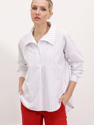 Oversized ριγέ πουκάμισο σε φαρδιά γραμμή Bigdart λευκό