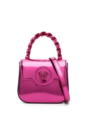 Kožená taška Versace růžová