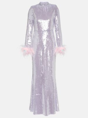 Dlouhé šaty s perím Self-portrait fialová