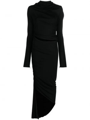 Drapované asymetrické večerné šaty Andreādamo čierna