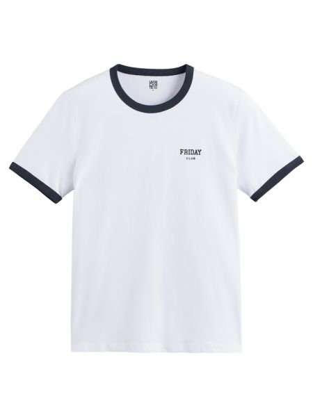 Camiseta con bordado manga corta La Redoute Collections blanco