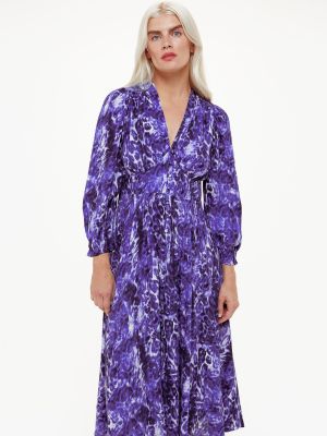 Леопардовый платье миди с принтом Whistles фиолетовый