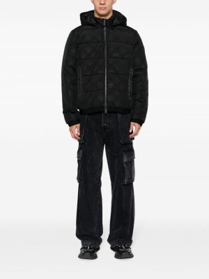 Péřová bunda na zip s kapucí Ea7 Emporio Armani černá