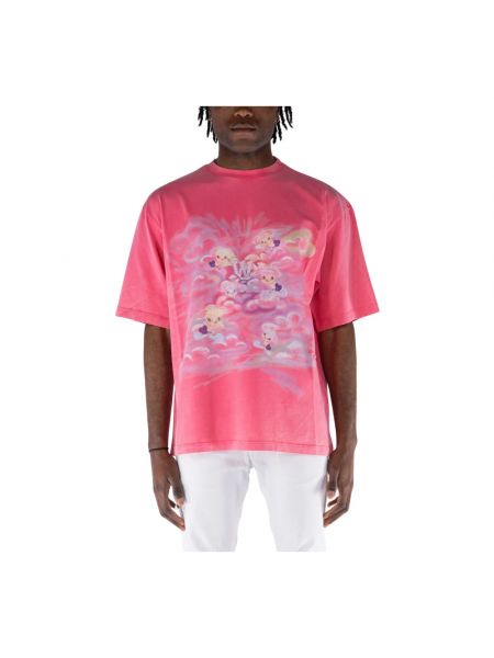 Różowa koszulka z nadrukiem z krótkim rękawem We11done