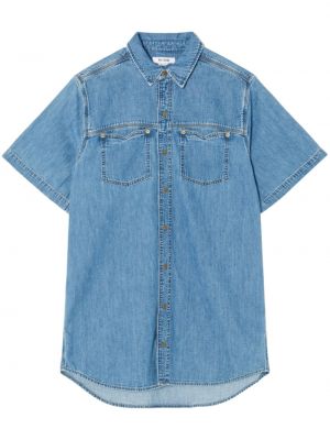 Bavlněné mini šaty s krátkými rukávy Re/done - modrá