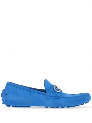 Csatos bőr loafer Ferragamo kék