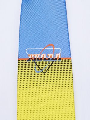 Svilena kravata s printom Prada žuta