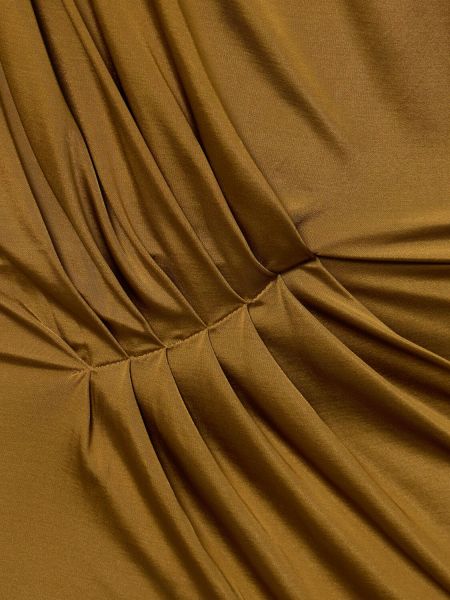 Satenska dolga obleka z izrezom na hrbtu z draperijo Alexandre Vauthier rjava