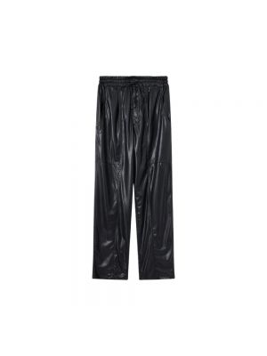 Pantalon droit en cuir à motif étoile Isabel Marant noir