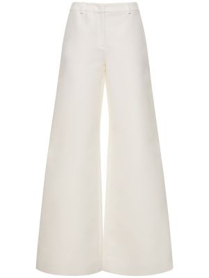 Pantaloni din bumbac cu croială lejeră Moschino alb
