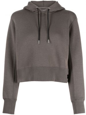Pamučna hoodie s kapuljačom Sacai smeđa
