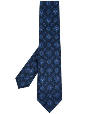 Corbata de seda de flores Kiton azul