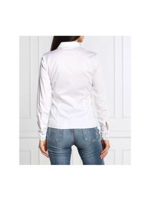 Blusa ajustada de algodón manga larga Guess blanco