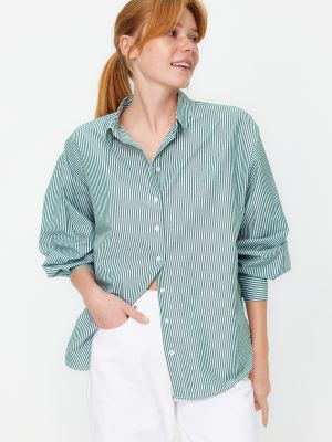 Pletená pruhovaná košile Trendyol zelená