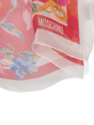 Echarpe en soie à fleurs à imprimé Moschino blanc