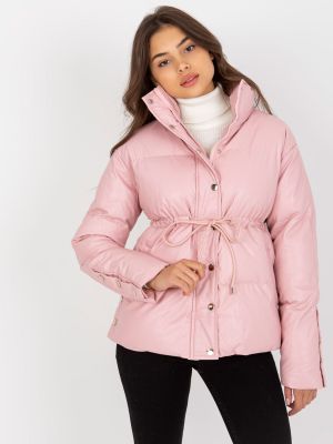 Péřová kožená bunda s kapucí Fashionhunters růžová