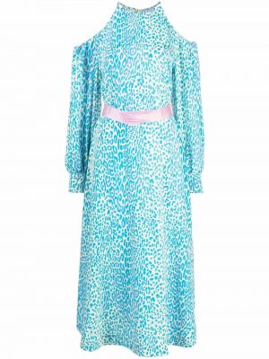 Robe à imprimé à imprimé léopard Stella Mccartney bleu