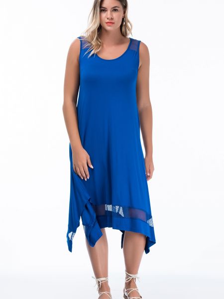 Αμάνικη μάξι φόρεμα από βισκόζη από διχτυωτό şans μπλε