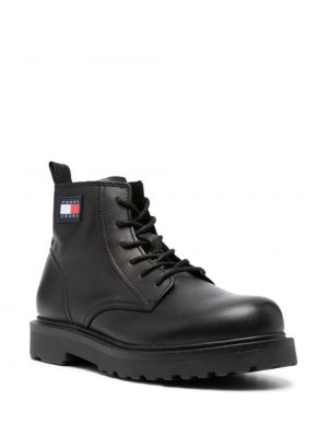 Krajkové kožené šněrovací kotníkové boty Tommy Jeans černé