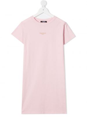 Broderet t-shirtkjole for piger Balmain Kids