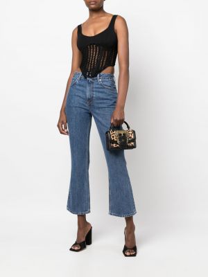Raštuota shopper rankinė leopardinė su sagtimis Versace Jeans Couture juoda