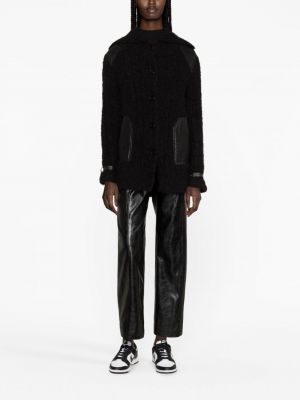 Kožený kabát s kapucí Christian Dior černý