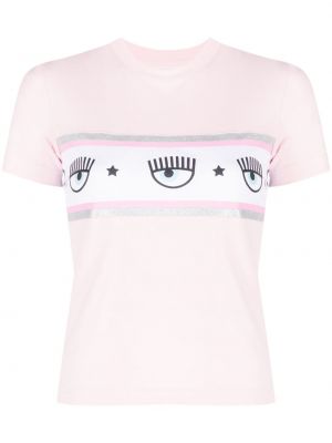 Kokvilnas t-krekls ar apdruku Chiara Ferragni rozā
