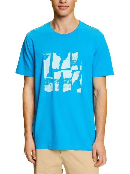 Camiseta de algodón con estampado con estampado abstracto Esprit