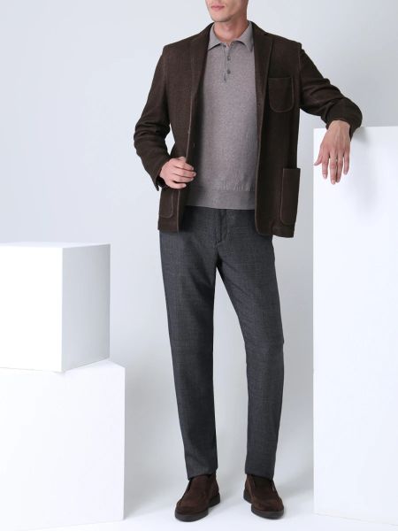 Кашемировый шелковый пиджак Colombo коричневый