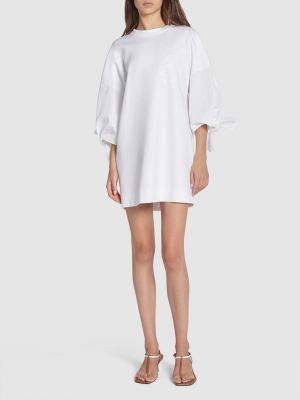 Čipkované bavlnené šnurovacie mini šaty Max Mara biela