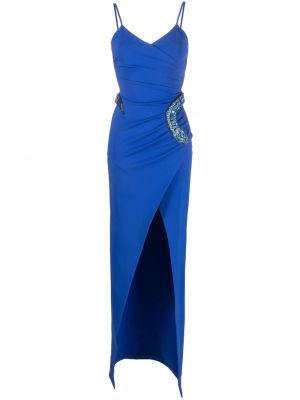Вечерна рокля със змийски принт Balmain синьо