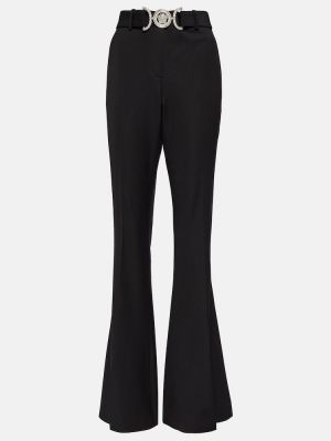 Vlněné rovné kalhoty Versace černé