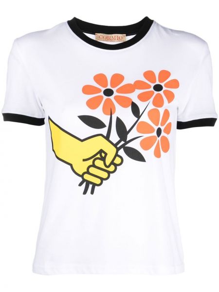 T-shirt a fiori Cormio bianco
