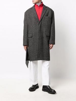 Manteau en laine à carreaux Naviglio Milano noir