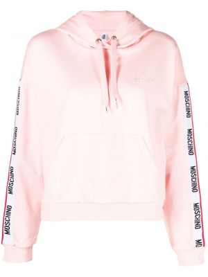 Pamučna hoodie s kapuljačom Moschino ružičasta