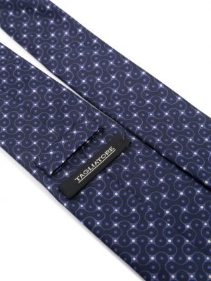 Jedwabny krawat z nadrukiem Tagliatore niebieski