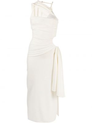 Biała sukienka koktajlowa asymetryczna drapowana Jacquemus