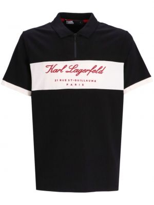 Polo majica s patentnim zatvaračem s printom Karl Lagerfeld crna