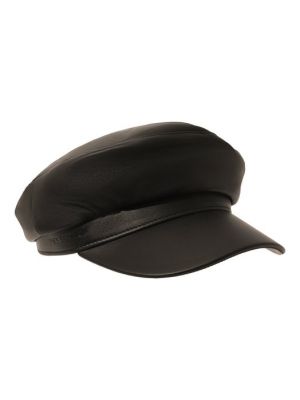 Кожаная кепка Yves Salomon черная