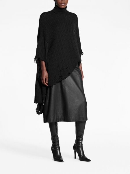 Medvilninis megztinis su nubrozdinimais Balenciaga juoda