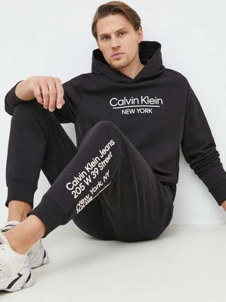 Pamučna hoodie s kapuljačom s printom Calvin Klein