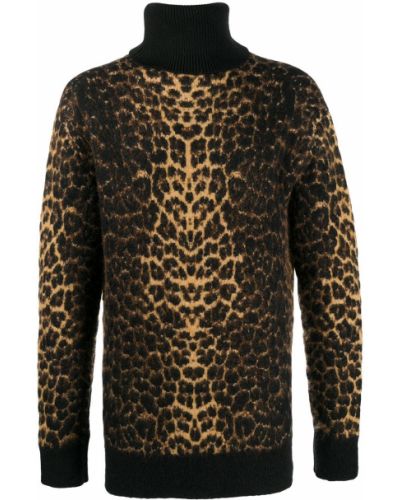 Jersey con estampado leopardo de tela jersey Saint Laurent marrón