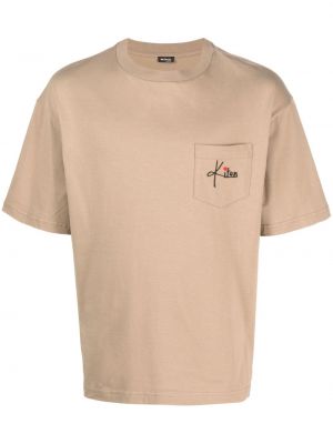 Bavlněné tričko s výšivkou Kiton béžové