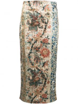 Aksamitna spódnica ołówkowa z nadrukiem Pierre Louis Mascia biała