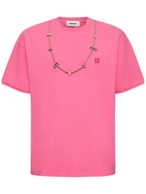 Bavlněné tričko jersey Ambush růžové