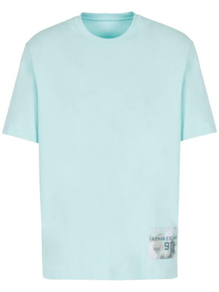 Памучна тениска Armani Exchange зелено
